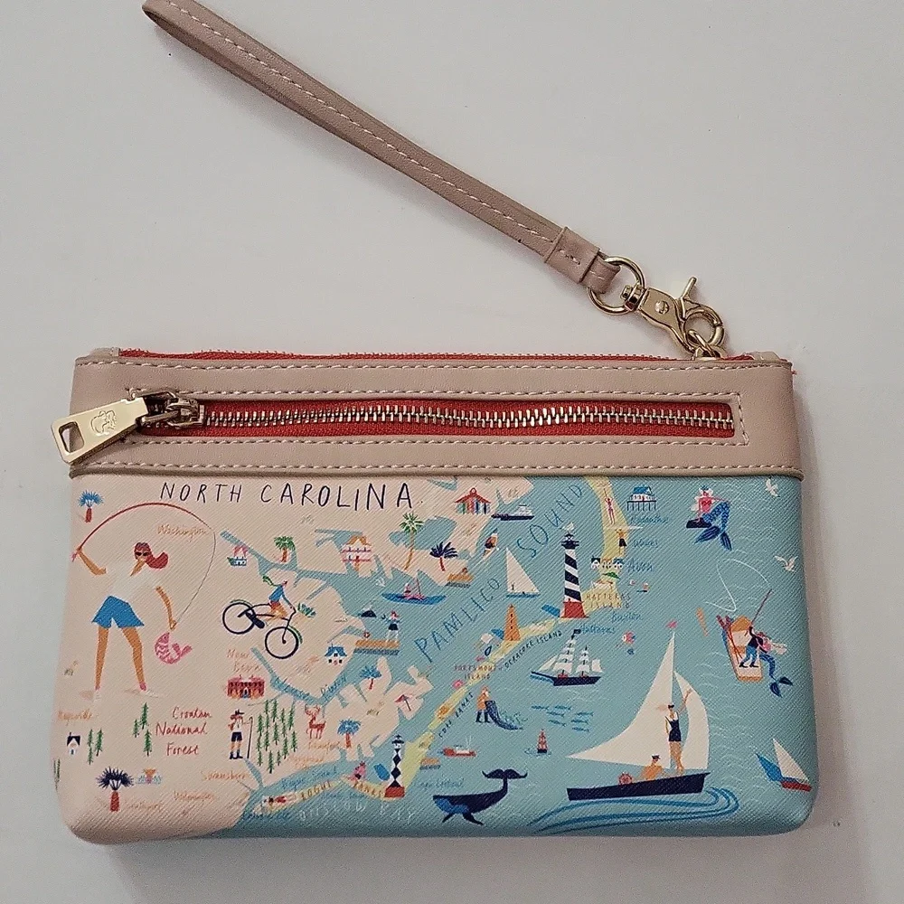 Spartina 449 Outer Banks Map Wristlet - Blue and Tan - Picture 2 of 7